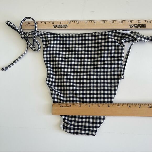 Andie Swim Gingham The String Bikini Bottom Black White Plaid - Picture 12 of 13